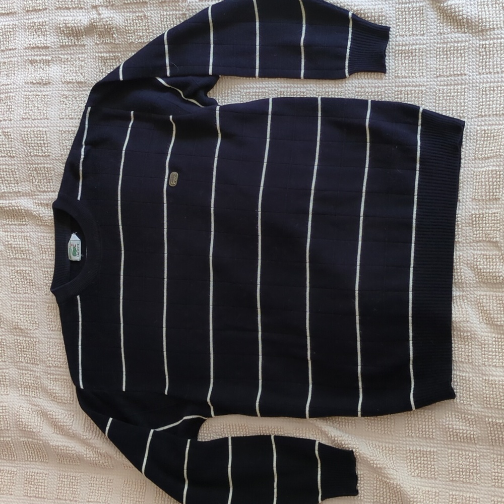 Vintage Lacoste Navy Blue Cotton Sweater Made in France